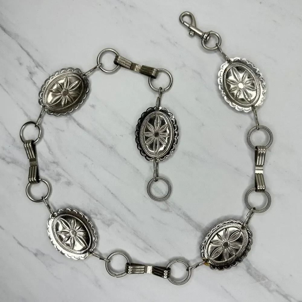 Western Concho Silver Tone Chain Link Belt Extra Small/Small (XS/S) ✨